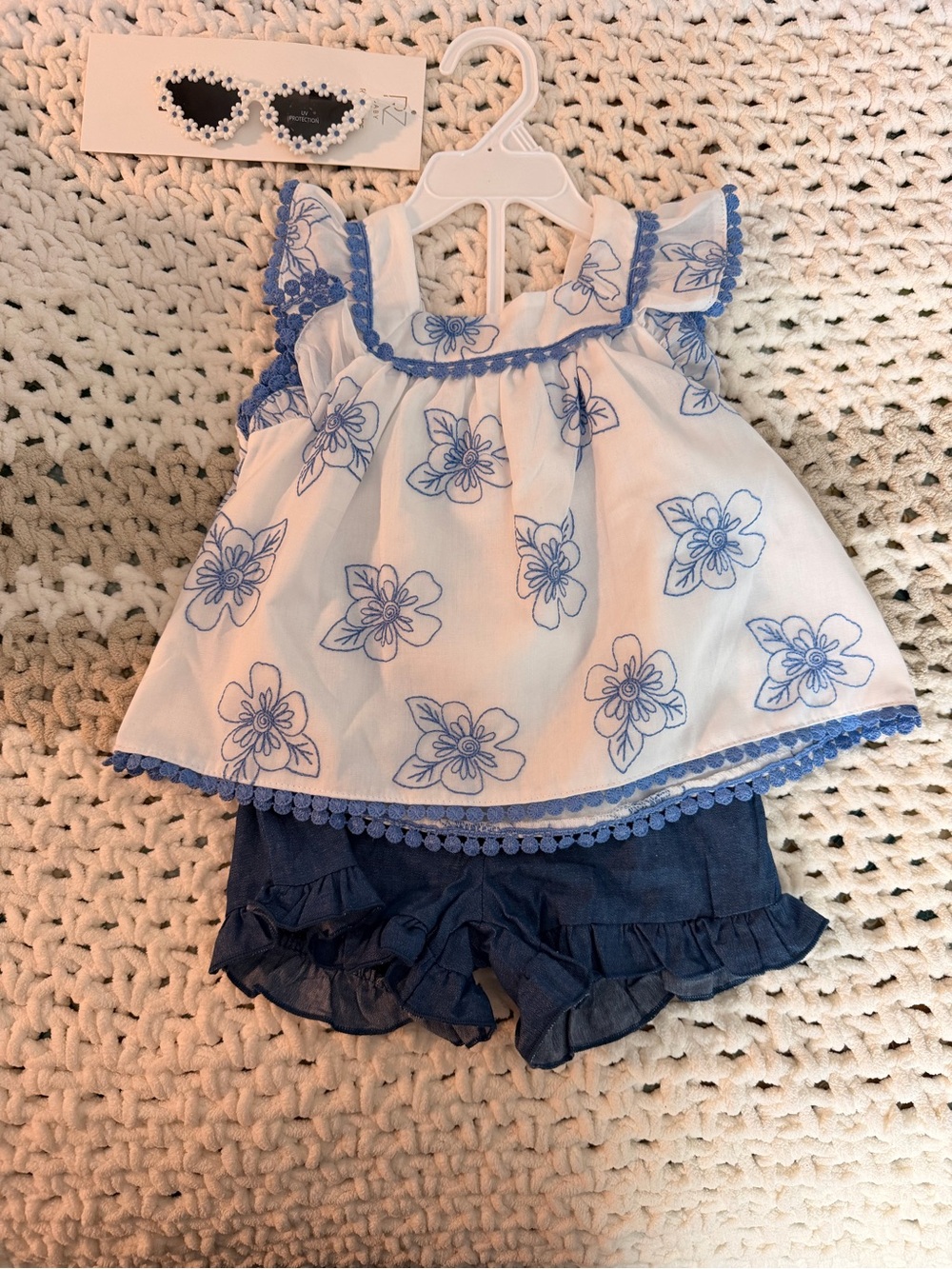 Rachel Zoe White and Blue Floral Two-Piece Set